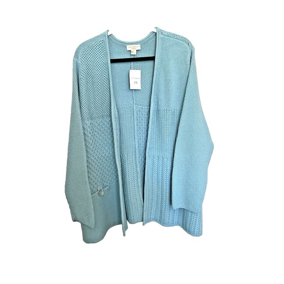 NWOT Appleseed's Woman's Cardigan Open Front Light Blue Long Sleeves Size  2X - Picture 1 of 6